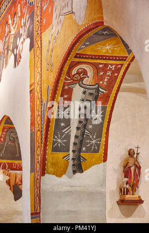 Lo spagnolo arte romanica. Sant Joan Boi chiesa. Dettaglio Arch. La Catalogna Foto Stock