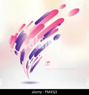 Tecnologia astratta rosa e viola geometriche linee arrotondate twist pattern di movimento di rotazione dello sfondo in stile moderno. Illustrazione Vettoriale Illustrazione Vettoriale