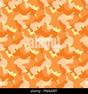 Il camuffamento di colore arancione seamless pattern. Kaki ripetere como sfondo astratto. Illustrazione Vettoriale