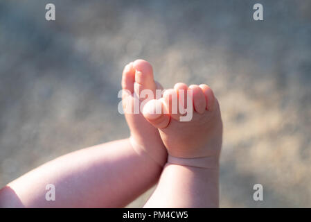 Le gambe del bambino, feets 6 mese baby Foto Stock