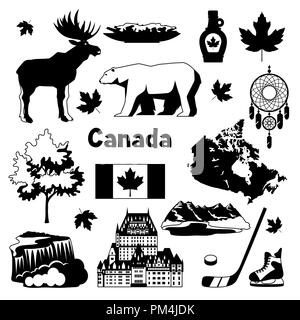 Canada set di icone. Illustrazione Vettoriale