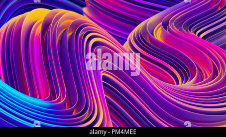 Luminose fluido olografico forme 3D sfondo astratto. Foto Stock