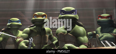 Studio Pubblicità ancora da 'TMNT' ('Teenage Mutant Ninja Le Tartarughe Marine") Leonardo, Michelangelo, Donatello, Raffaello © 2007 Warner Riferimento File # 307381847THA per solo uso editoriale - Tutti i diritti riservati Foto Stock