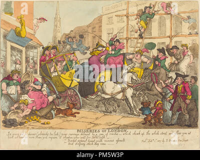 Miserie di Londra. Data: pubblicato 1807. Medium: colorata a mano in attacco. Museo: National Gallery of Art di Washington DC. Autore: Thomas Rowlandson. Foto Stock