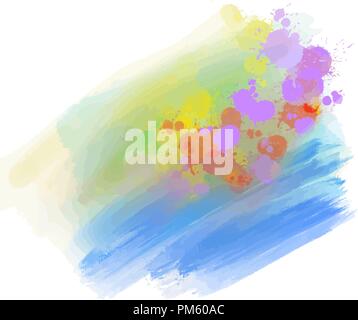 Acquerello con sfondo luminoso spruzzi. Colorato sfondo vettoriale per la stampa decorazione. Spazio di colori CMYK. Illustrazione Vettoriale