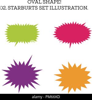 Discorso Starburst set bolle di forma ovale. Illustrazione Vettoriale Illustrazione Vettoriale