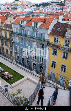 Rua Áurea, Lisbona, visto dal Carmo convento. Foto Stock