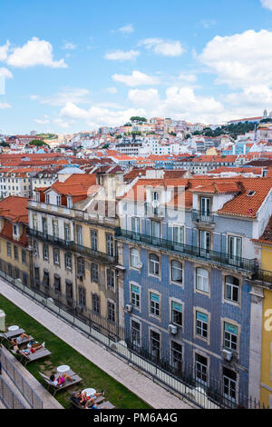 Rua Áurea, Lisbona, visto dal Carmo convento. Foto Stock