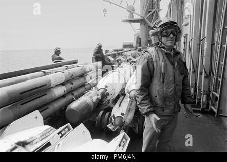 Us Navy, Roosevelt portaerei nel mar Mediterraneo, Aprile 1989 Foto Stock