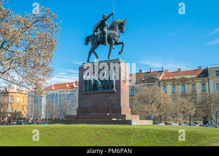 Re Tomislav statua in park a Zagabria in Croazia Foto Stock