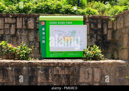 Hong Kong - Luglio 01, 2018: Hong Kong mappa del Parco Foto Stock
