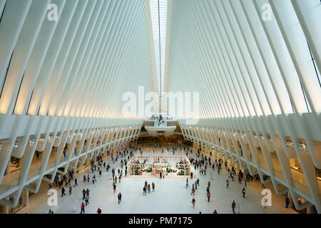 Vista interna dell'occhio aka Westfield World Trade Center Mall.Manhattan.New York City.USA Foto Stock