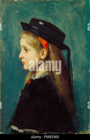 Alsaziano della ragazza. Data: 1873. Dimensioni: complessivo: 27,2 x 18,7 cm (10 11/16 x 7 3/8 in.) incorniciato: 43,2 x 35,6 cm (17 x 14 in.). Medium: Olio su legno. Museo: National Gallery of Art di Washington DC. Autore: Jean-Jacques Hennerici. Foto Stock