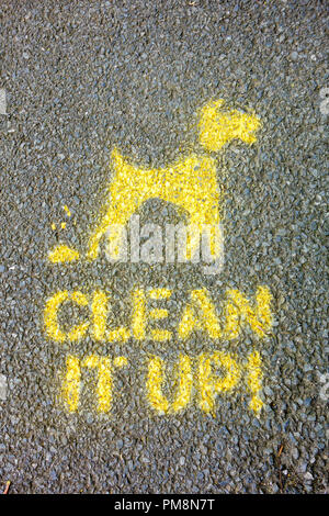 Pulire It Up dog poo marcature sul percorso. Regno Unito Foto Stock
