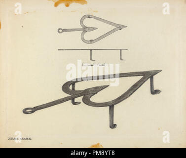 Trivet. Data: c. 1939. Dimensioni: complessivo: 23 x 28,8 cm (9 1/16 x 11 5/16 in.). Medium: grafite su cartone. Museo: National Gallery of Art di Washington DC. Autore: Holger Hansen. Foto Stock