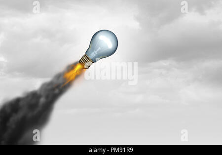 Pensare al di fuori della casella il concetto di creatività come creative business idea di innovazione e di ispirazione con un potente lampadina incandescente. Foto Stock