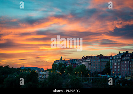 Sunset over vasastaden a Stoccolma Foto Stock