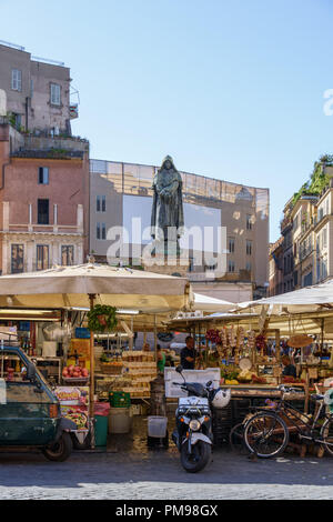 Giordano Bruno statua, Campo de' Fiori, Roma, Italia Foto Stock