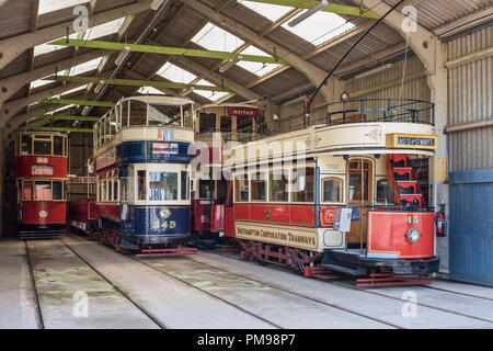 Crich tramvia Village Museum, Derbyshire, Regno Unito Foto Stock