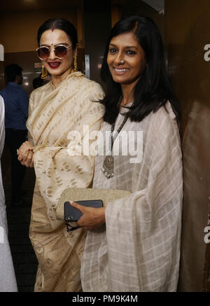 Mumbai, India. Xvii Sep 2018. Rebecca e Nandita das durante la speciale proiezione del film "anto' al PVR Juhu di Mumbai il 17 settembre 2018. Foto di Prordip Guha Credito: Prodip Guha/Alamy Live News Foto Stock