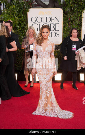 L'attrice Jennifer Lopez assiste il settantesimo Annuale di Golden Globe Awards presso il Beverly Hilton di Beverly Hills, CA domenica 13 gennaio, 2013. Foto Stock