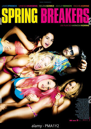 Selena Gomez, James Franco, Ashley Benson, Rachel Korine e Vanessa Hudgens in 'Spring Breakers" (2013). Poster Foto Stock
