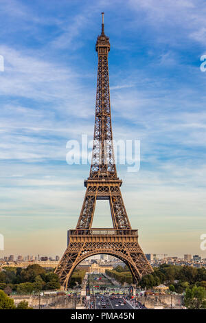 Torre Eiffel, Parigi, Francia, vista dal Trocadéro Foto Stock