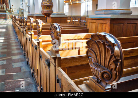 Copenaghen, chiesa interno nel centro storico della città Foto Stock