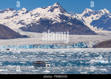 Tour in barca presso la Columbia Glacier, Prince William Sound, Alaska. Foto Stock