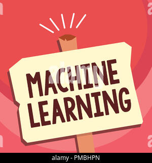 Scrittura testo scrittura di Machine Learning. Concetto significato computer dà la possibilità di essere insegnata con dati. Foto Stock