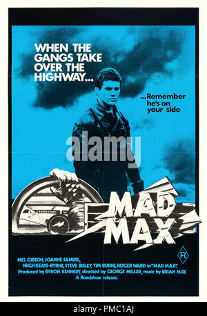 Mel Gibson, Mad Max (Roadshow, 1980). Australian Un Poster del foglio di riferimento del file # 33595 308 THA Foto Stock