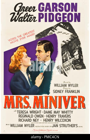 Greer Garson, Walter Pidgeon, la signora Miniver (MGM, 1942). Poster di riferimento file # 33595 657THA Foto Stock