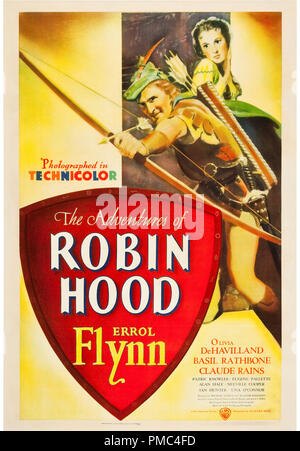 Errol Flynn, Olivia DeHavilland, le avventure di Robin Hood (Warner Brothers, 1938). Poster di riferimento file # 33595 732THA Foto Stock