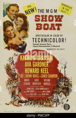 Ava Gardner, Kathryn Grayson, Howard Keel, Show Boat (MGM, 1951). Poster di riferimento file # 33635 044THA Foto Stock
