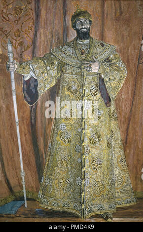 Ritratto di Fëdor Chaliapin nel ruolo di Boris Godunov. Data/Periodo: 1912. La pittura. Olio su tela Olio su tela. Altezza: 2,095 mm (82.48 in); Larghezza: 1.395 mm (54.92 in). Autore: Alexander Golovin. ALEXANDER JAKOWLEWITSCH GOLOWIN. Golovin, Alexander. Golovin, Alexander Yakovlevich. Foto Stock