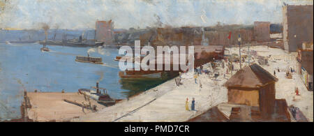 Il Circular Quay. Data/Periodo: 1892. Pittura,olio su pannello di legno Altezza: 193 mm (7.59 in); larghezza: 476 mm (18.74 in). Autore: Arthur Streeton. Foto Stock