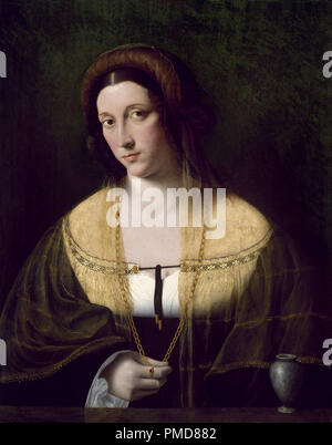 Ritratto di una donna. Data/Periodo: Inizio del XVI secolo. La pittura. Olio su legno Olio su legno. Altezza: 57.79 mm (2.27 in); Larghezza: 44,45 mm (1,75 in). Autore: BARTOLOMEO VENETO. Foto Stock