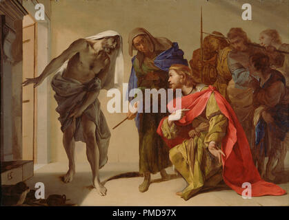 L'ombra di Samuel invocato da Saul. Data/Periodo: ca. 1650 - 1656. La pittura. Olio su rame. Altezza: 610 mm (24.01 in); larghezza: 864 mm (34.01 in). Autore: Bernardo Cavallino. CAVALLINO, Bernardo. Foto Stock