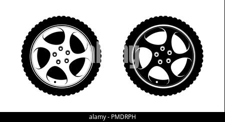 Ruota le immagini Clipart in bianco e nero dei dischi Illustrazione Vettoriale