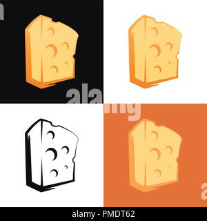 Set di icona di formaggio su sfondi diversi Illustrazione Vettoriale