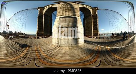 Visualizzazione panoramica a 360 gradi di Brooklyn dal ponte di Brooklyn East tower