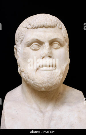 Roma. L'Italia. Ritratto di herm busto di Themistocles (ca. 524-459 BC), uomo politico ateniese e generale, copia romana di un originale greco del V secolo Foto Stock