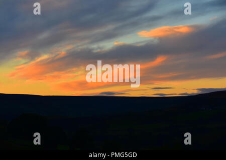 Tramonto sul Rosedale Moor, Rosedale Abbey, North Yorkshire Moors, England Regno Unito Foto Stock