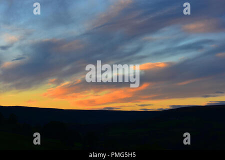 Tramonto sul Rosedale Moor, Rosedale Abbey, North Yorkshire Moors, England Regno Unito Foto Stock