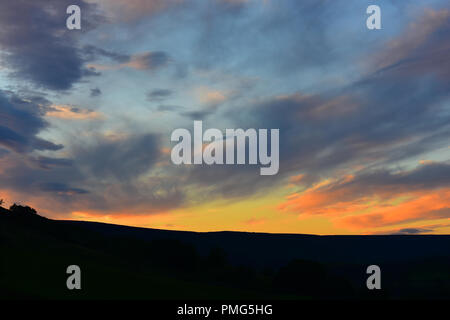 Tramonto sul Rosedale Moor, Rosedale Abbey, North Yorkshire Moors, England Regno Unito Foto Stock