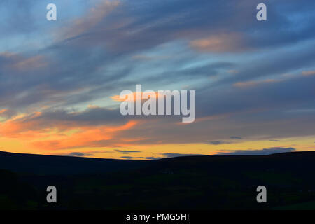 Tramonto sul Rosedale Moor, Rosedale Abbey, North Yorkshire Moors, England Regno Unito Foto Stock