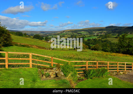 Vista su Rosedale Abbey, North Yorkshire Moors, England Regno Unito Foto Stock