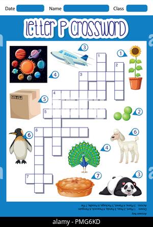 Lettera P crossword concetto illustrazione Illustrazione Vettoriale