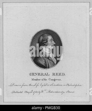 Ritratto inciso del Brigadiere Generale Joseph Reed, membro del Congresso e uno statista del rivoluzionario era da Pennsylvania, 1841. Dalla Biblioteca Pubblica di New York. () Foto Stock