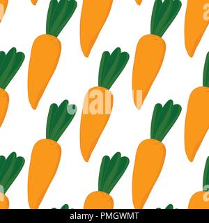Cartoon carota seamless pattern. Illustrazione Vettore isolato su sfondo bianco. Illustrazione Vettoriale